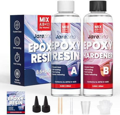 Jarezina 17OZ Epoxy Resin Kit, 1:1 Easy Mix Casting Resin for Crafts by Jarezina