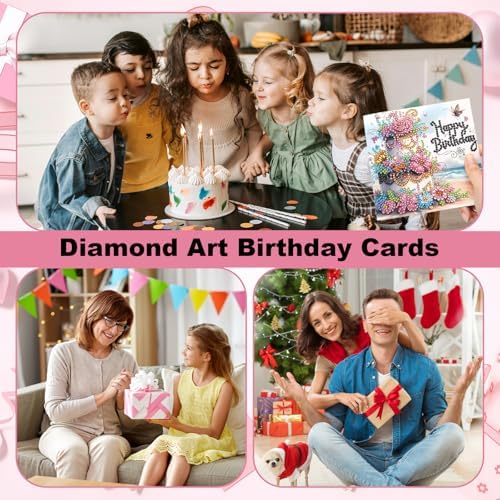 MUNORIAY Diamond Art Birthday Cards: 6 Pack Diamond Painting Greeting Cards Kits for Adults 5D DIY Special Shaped Rhinestone Birthday Folding Greeting Cards Gem Art with Envelopes Blessing Gifts - Image 2