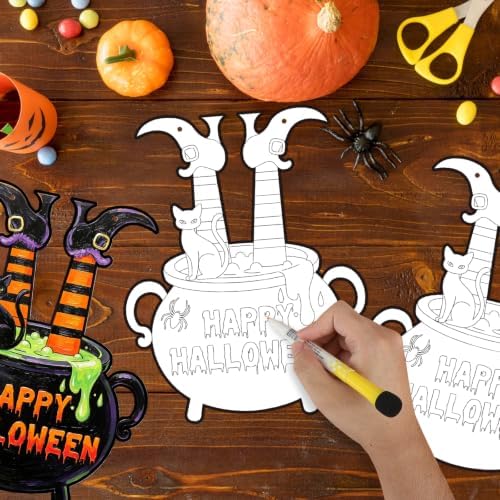 24 Pcs Halloween Coloring Wreath Crafts Color Your Own Witch Pot Crafts - Image 4