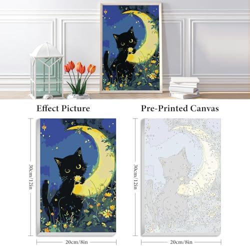 Fountor Black Cat Framed Paint by Numbers Kit for Adults Beginner 8x12 Inch - Image 3