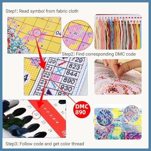 HKLIOPU Stamped Cross Stitch Kits - Dragon Embroidery Starter Kit for Adult Beginners, 11CT Needlepoint Cross-Stitch Patterns Dimensions Kit Arts and Crafts 16X 16 inch - Image 3
