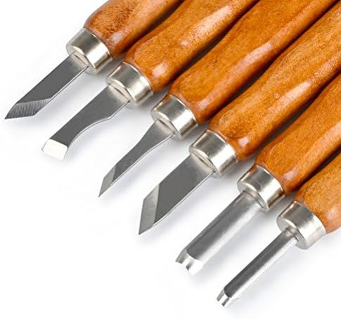 TIMESETL 17Pack Small Wood Carving Set, 12pcs Wood Carving Tools SK2 Carbon Steel + 4pcs Whetstone + 1pcs Storage Case for Beginners DIY Woodworking Sculpting Whittling with Safety Cap - Image 6