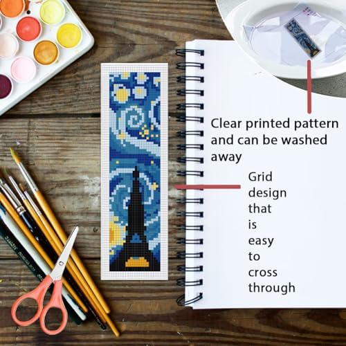 ORIGACH 6 Set Starry Night & Black Cat Cross Stitch Bookmark Kit - Image 3