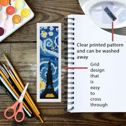 ORIGACH 6 Set Starry Night & Black Cat Cross Stitch Bookmark Kit - Image 3