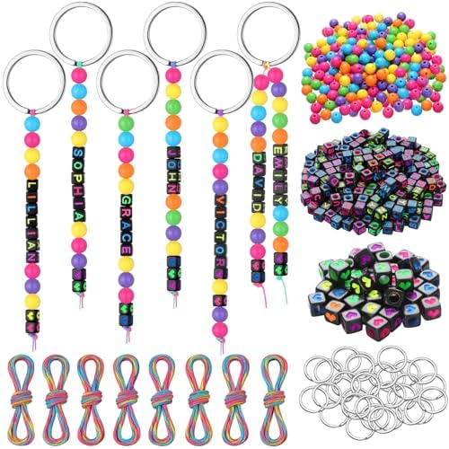 Landical 564 Pcs DIY Neon Bead Keychain Making Kit Name Beads Craft by Landical