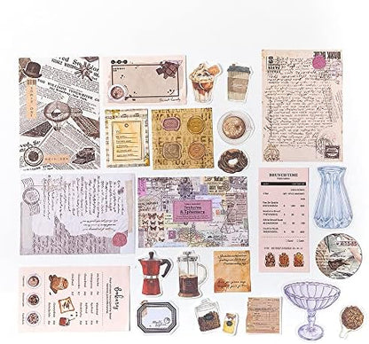 Aldieco 260pcs Vintage Scrapbooking Stickers Pack, DIY Retro Journaling Supplies Stickers kit,Scrapbook Paper Accessories,Coffee Scrap Book Washi Paper Stickers(nuanjushouji) - Image 5