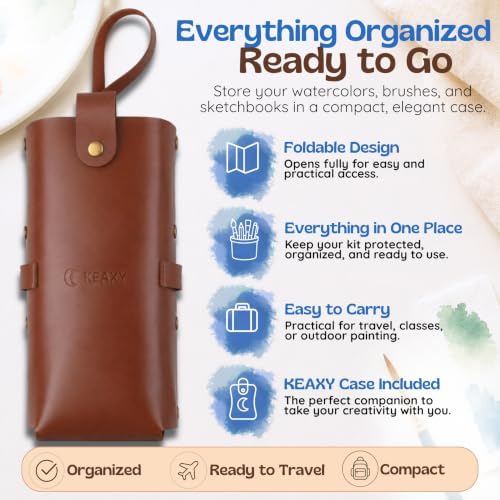 KEAXY - Travel Watercolor Set - Mini Paint Set - Portable Watercolor Kit - Image 5