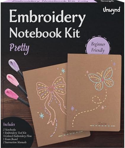 Unwynd Notebook Embroidery Kits Pretty for Adults, Beginners, Cross-Stitch by Unwynd