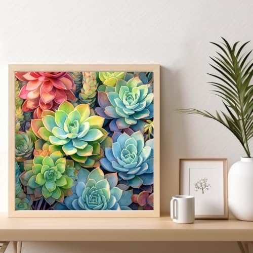 Succulents Framed Paint by Numbers Kit for Adults Beginner 10x10 inch - Image 2