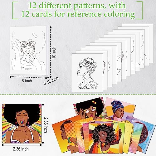 Ctosree 12 Sets Pre Drawn Canvas Kit for Painting,Hipster Women,8 x 10 in - Image 3