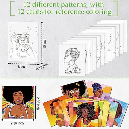 Ctosree 12 Sets Pre Drawn Canvas Kit for Painting,Hipster Women,8 x 10 in - Image 3