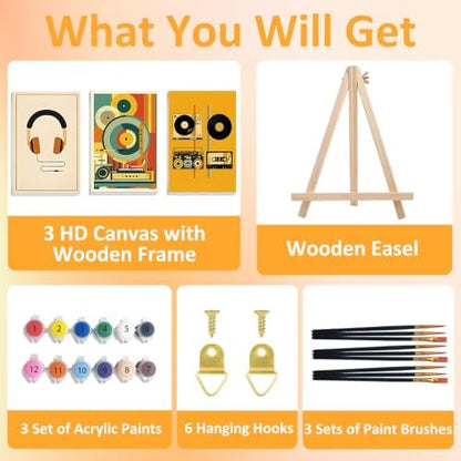 Mandun Music Paint by Numbers Kit for Adults, 3 Pack, 7.8x11.8 inch - Image 4
