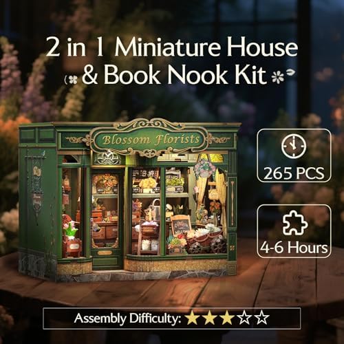 CUTEBEE Book Nook Kit DIY Miniature Flower House Dollhouse for Adults - Image 3