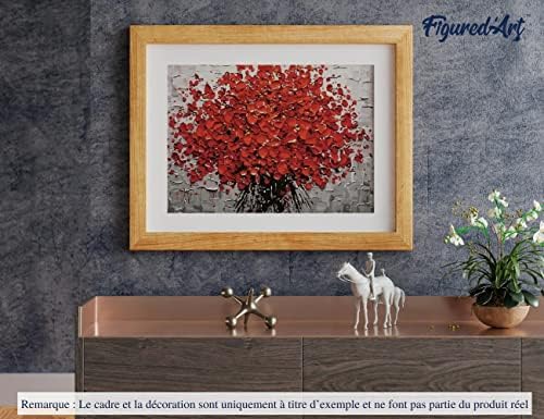 Figured'Art Paint by Numbers for Adults Abstract Red Flowers 16"x20" - Craft Art Painting DIY Kit Rolled Canvas Without Frame - Image 4