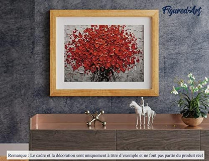 Figured'Art Paint by Numbers for Adults Abstract Red Flowers 16"x20" - Craft Art Painting DIY Kit Rolled Canvas Without Frame - Image 4