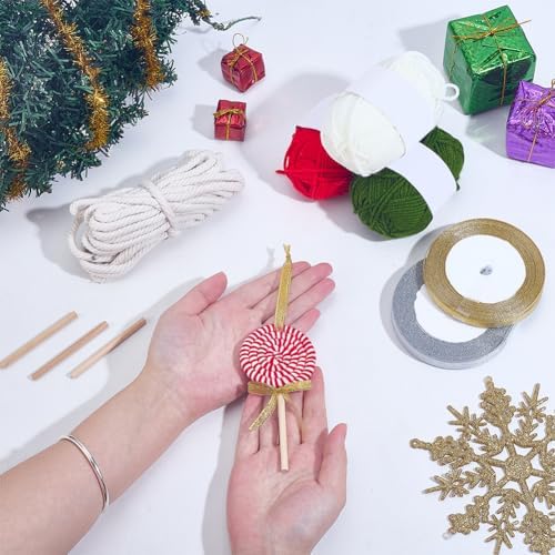 ORIGACH 6 Set DIY Macrame Christmas Lollipop Kits for Adults Beginners Handmade Macrame Lollipop Ornaments with Instruction Tutorial for Christmas Tree Boho Hand Woven Holiday Home Decorations - Image 4