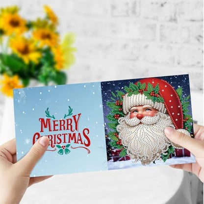 6Pcs Christmas Greeting Card DIY Diamond Art Painting Greeting Cards Blessing Folding Card Kit with White Envelopes Diamond Arts Crafts for Birthday Festival Gift-Santa Claus01 - Image 4