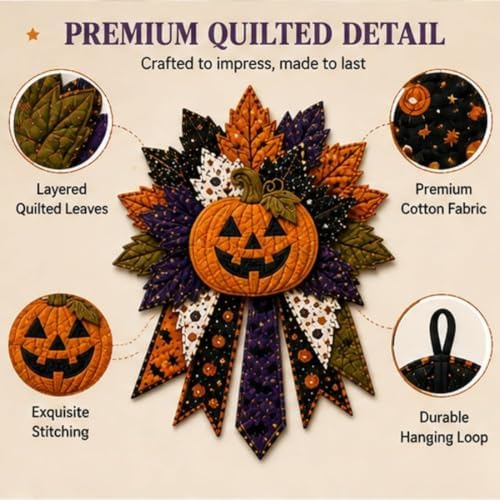 2026 New DIY Quilted Halloween Pumpkin Door Hanger Kit，#A - Image 3