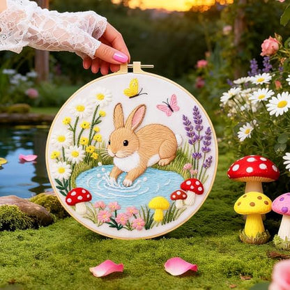 BEUNITONE 4 Set Embroidery Kit for Beginners, Fairy Tale Pattern Cross Stitch Kits, Needlepoint Kits for Adults with Instructions and Full Kit, Funny Hand Embroidery Patterns for Cloth and Home Decor - Image 5