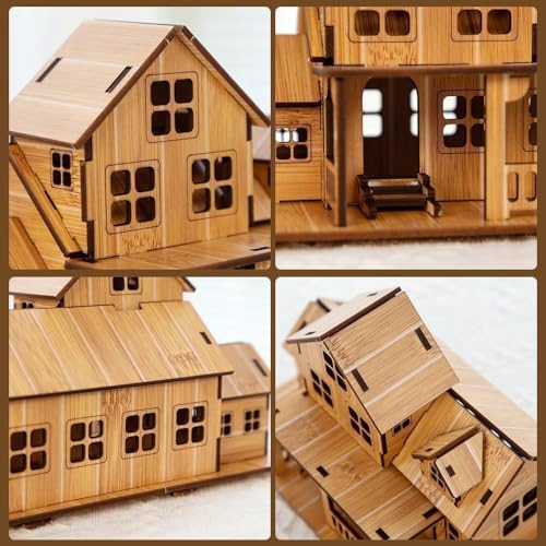 Log Cabin 3D Wooden House Puzzle,DIY Mini Building Model Kit，001 - Image 3
