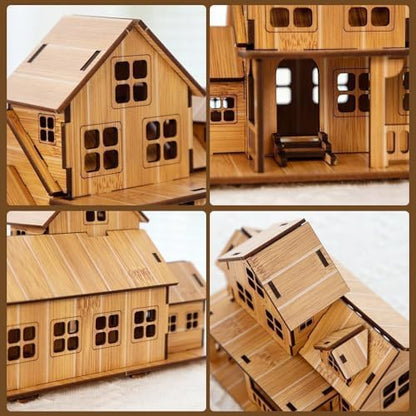 Log Cabin 3D Wooden House Puzzle,DIY Mini Building Model Kit，001 - Image 3