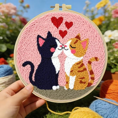 ZuoAnLF Punch Needle Kit Beginners Adults, DIY Easy Animal Embroidery Set for Starter Art Craft, Needling Punching Project with Patterns, Tools, Yarns, Hoop, Instruction by ZuoAnLF