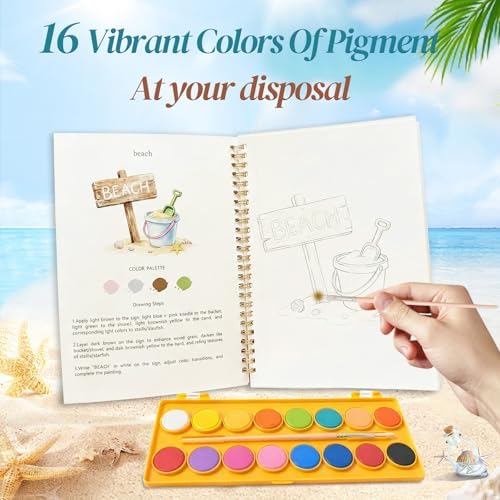 Easy Watercolor Painting Kit，Watercolor Workbook For Beginners - Image 3