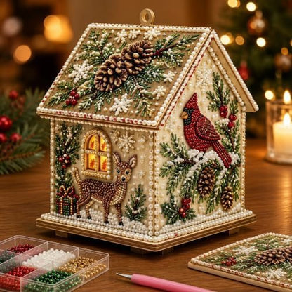 3D Christmas Wooden House Pearl Diamond Painting Kits for Adults, Beginners by Unknown