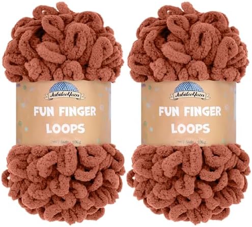 JubileeYarn Fun Finger Loops Yarn - 100g/Skein Jumbo Polyester - Umber - 2 Skeins by BambooMN
