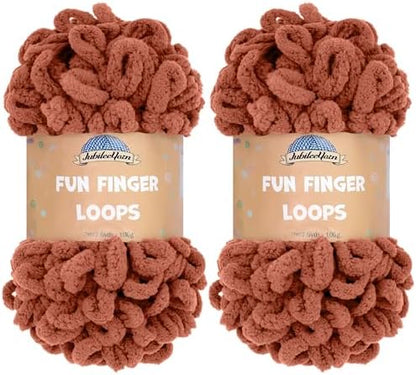 JubileeYarn Fun Finger Loops Yarn - 100g/Skein Jumbo Polyester - Umber - 2 Skeins by BambooMN