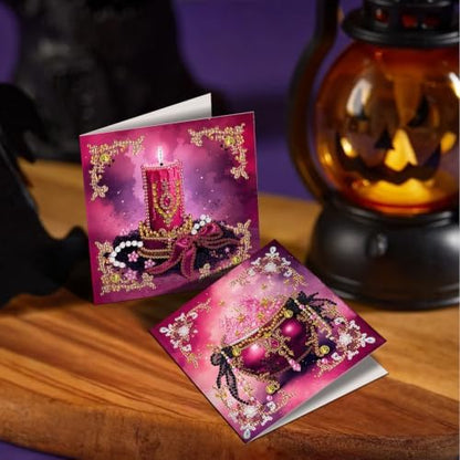 LAKEQUILL DIY Diamond Art Painting Greeting Kit, 12 Pieces, Creative Craft Set，Pink Halloween - Image 5