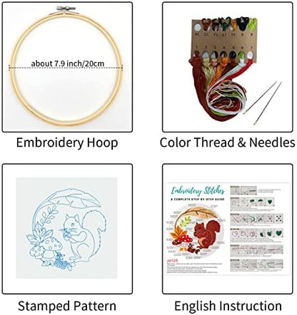 Louise Maelys Autumn Squirrel Embroidery Kit, Animal Craft for Beginners - Image 2