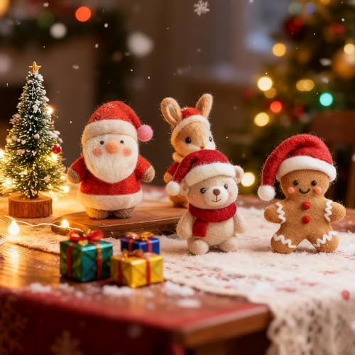 Handmade Felt Christmas Friends Collection, 2025 New Needle Felted Wool Animal Ornaments for Holiday Home Decor,Unique Xmas Tree Hanging Figurines & Stocking Stuffer Gifts for Friends Family by Unknown