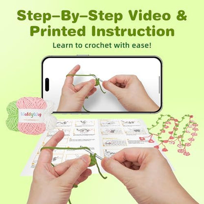 WaldyWop Crochet Kit for Beginners: 4 Flower Bracelets Starter Kit w/Videos - Image 2