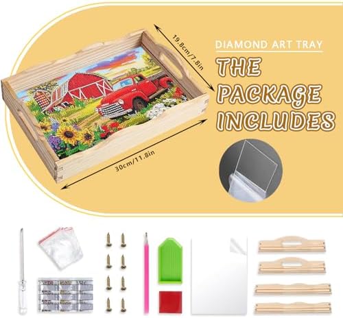DOTSOPS Red Car Diamond Painting Wooden Serving Tray with Handle for Adults - Image 2