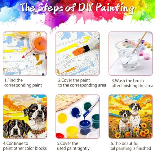Yunnuo Dog Paint by Numbers Kit for Adults Beginners,Sunflower, 16X20 inch - Image 6