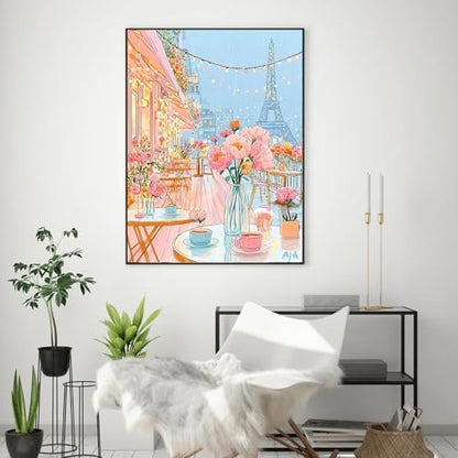 Eiffel Tower Paint by Numbers Kit for Adults,Paris Street-Scape Adult Paint by Number Kits,DIY Acrylic Oil Watercolor Drawing Painting Paint by Number for Adults on Canvas Home Wall Decor 16x20inch - Image 6
