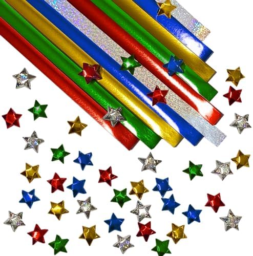 500-Strips Variety Mix of Foil Paper Strips for Making Origami Stars, Lucky Stars, Puff Stars. Reflective Mirror Shiny Paper Strips, 0.5 x 11 inch. (Variety Mix, 500) by OrigamiJoy