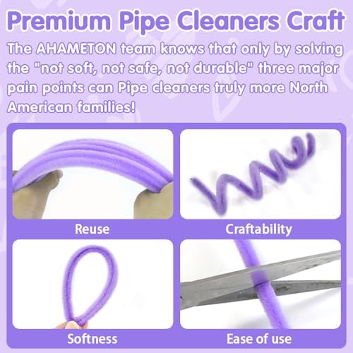 AHAMETON 620Pcs Purple Pipe Cleaners Flower Kit,Chenille Stems Craft - Image 3