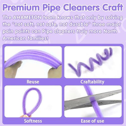 AHAMETON 620Pcs Purple Pipe Cleaners Flower Kit,Chenille Stems Craft - Image 3