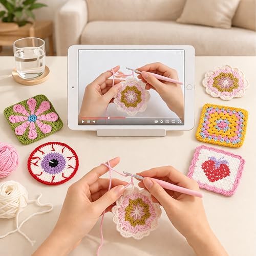 HOUSE CREATIVITY Crochet Kit for Beginners Adults - Complete Set with 20 Colors Yarn, Video Tutorials, Hooks | Learn to Crochet DIY Craft Kit for Women & Adults - Image 5
