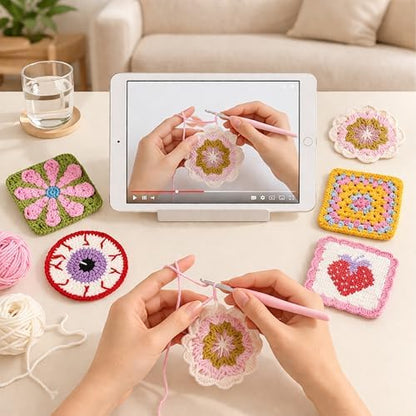 HOUSE CREATIVITY Crochet Kit for Beginners Adults - Complete Set with 20 Colors Yarn, Video Tutorials, Hooks | Learn to Crochet DIY Craft Kit for Women & Adults - Image 5
