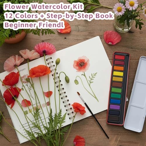 Watercolor Workbooks, Beginner Watercolor Painting Kit – 12 Colors Paint Set with Brush – Perfect for Gifting to Spark Creativity & Joy for Teens & Adults（Seaside） - Image 3
