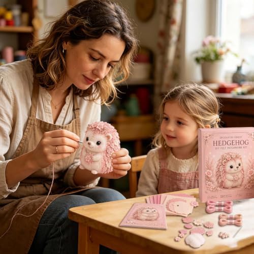 Pink Woodland Friends DIY Felt Patchwork Kit, Pastoral Wild Creatures Handicraft Activity, Manual Tailoring Bundle for Cute Ornament Shelf Décor Quilting Crafting Creative Gift Projects (Pink#E) - Image 3