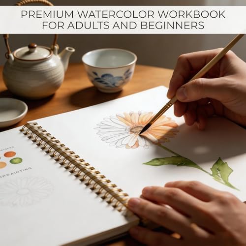 Watercolor Workbook for Beginners, 24 Colors Paint Kit with Floral Designs on Premium Paper, Watercolor Coloring Book for Adults Teens, Perfect Creativity Exploration Gift to Spark - Image 4