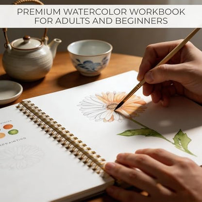 Watercolor Workbook for Beginners, 24 Colors Paint Kit with Floral Designs on Premium Paper, Watercolor Coloring Book for Adults Teens, Perfect Creativity Exploration Gift to Spark - Image 4