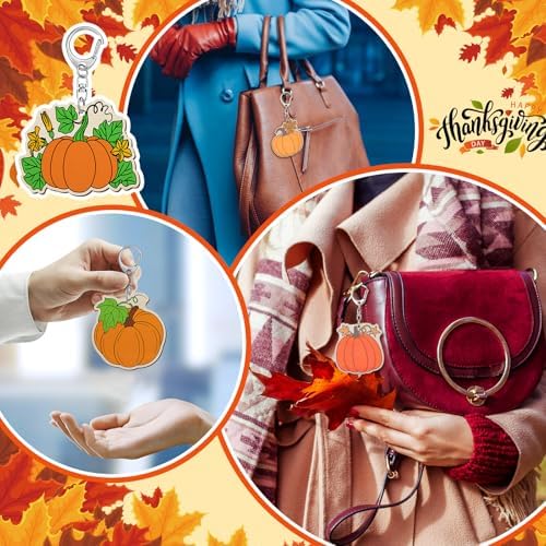 Trnayi 36 Pcs Pumpkin Fall Wood Keychain Color Your Own DIY Craft - Image 4