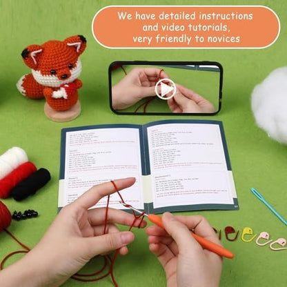 Mnuizu Complete Crochet Kit for Beginners Fox Animal Crochet Kit for Adults - Image 3