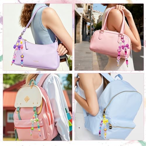 Lyukii 480Pcs Beaded Keychain Making Kit,Colorful Bag Charm Kit - Image 6