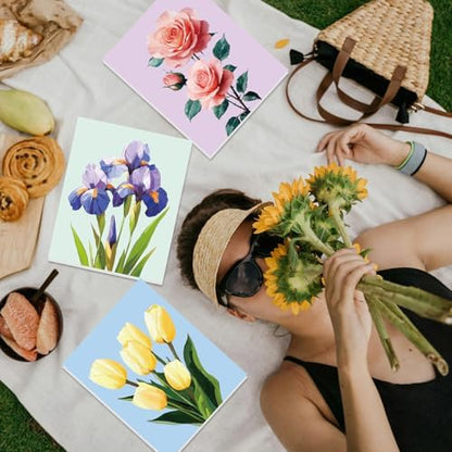 Ctosree 12 Sets Pre Drawn Canvas Kit for Painting,Vivid Flower,8 x 10 in - Image 5